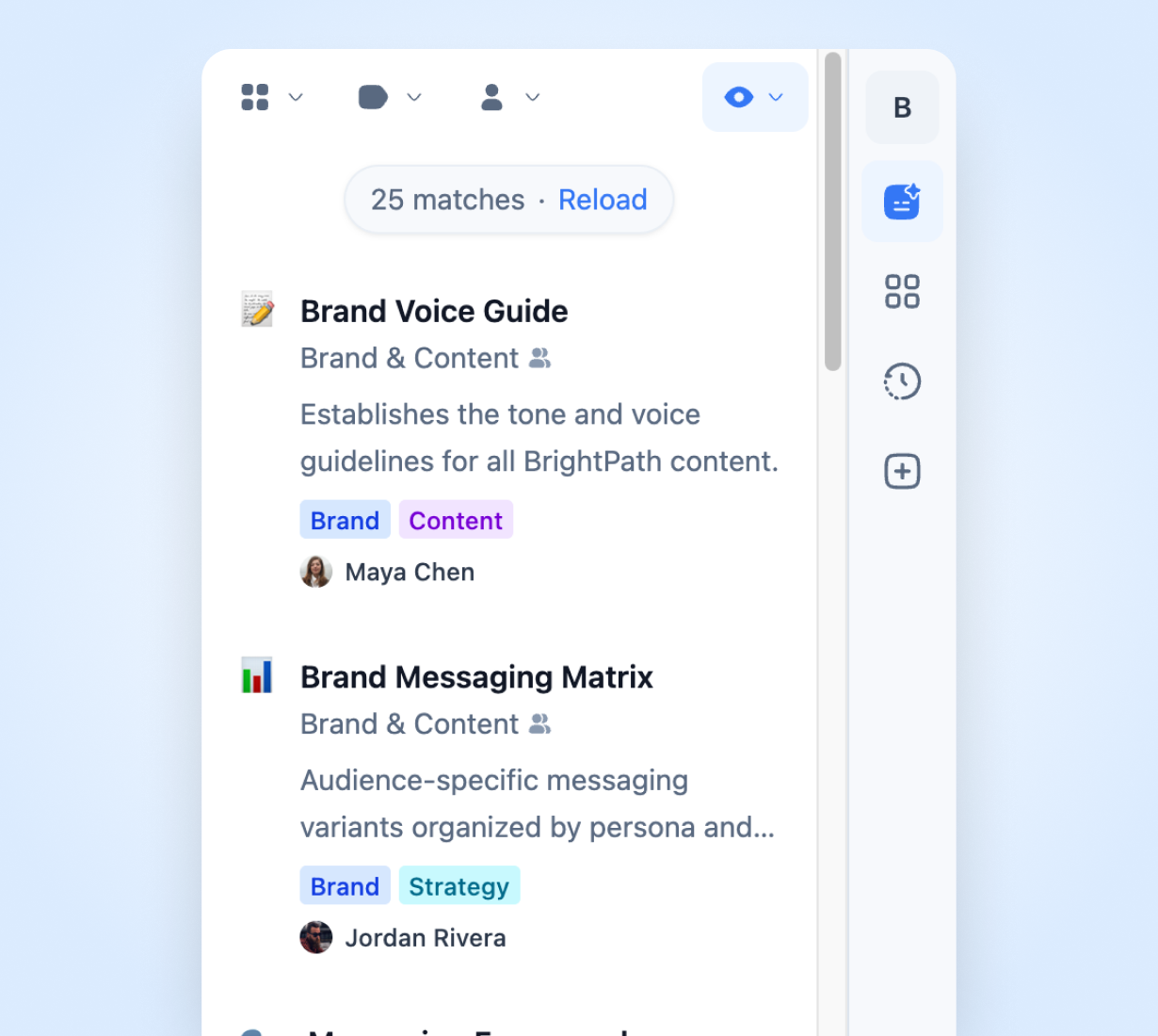 Promptr for AI browser extension — matching context results