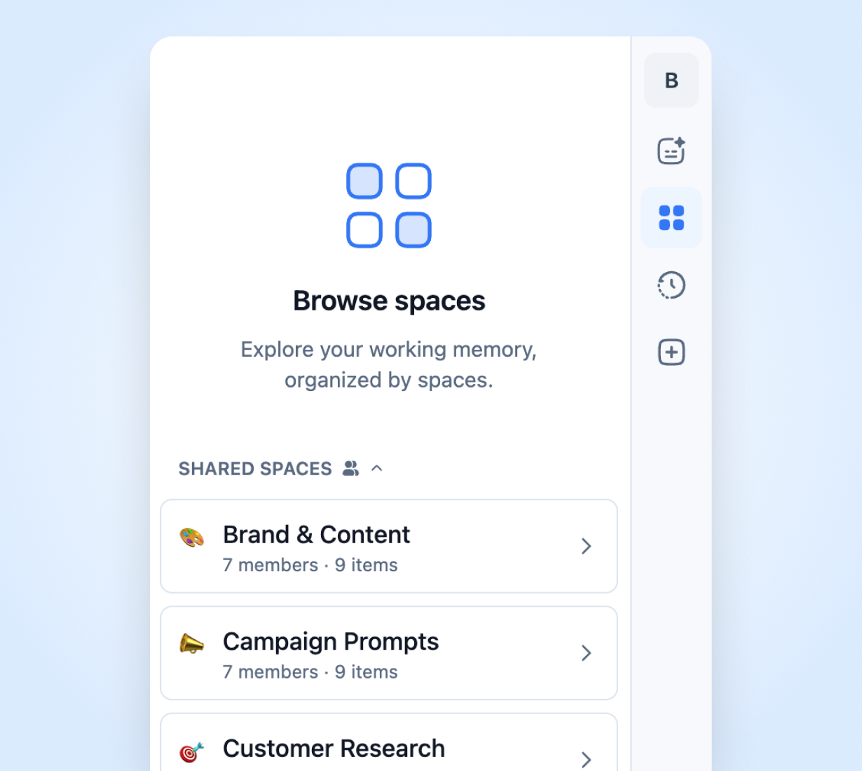 Promptr for AI browser extension — browse spaces